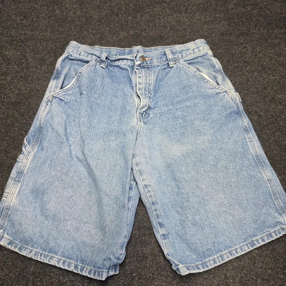 Wrangler WRG Jeans Co Boys Light Wash Denim Carpenter Shorts Size 14 Husky